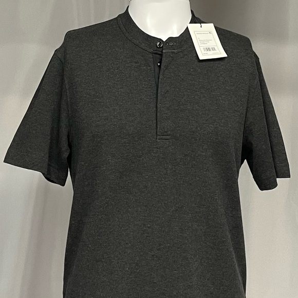 New Small Theory Edison Henley Charcoal Heathered Button up Casual Shirt - Picture 2 of 6